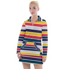 Horizontal Colored Stripes Women s Long Sleeve Casual Dress by tmsartbazaar