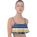 Horizontal Colored Stripes Frill Bikini Top View1