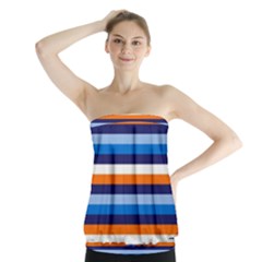 Ocean Blue Stripes Strapless Top by tmsartbazaar