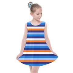 Ocean Blue Stripes Kids  Summer Dress by tmsartbazaar