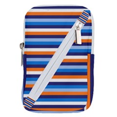 Ocean Blue Stripes Belt Pouch Bag (large) by tmsartbazaar