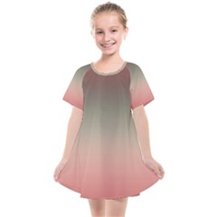 Tea Rose And Sage Gradient Ombre Colors Kids  Smock Dress by SpinnyChairDesigns