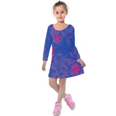 Bi Floral-pattern-background-1308 Kids  Long Sleeve Velvet Dress by VernenInk