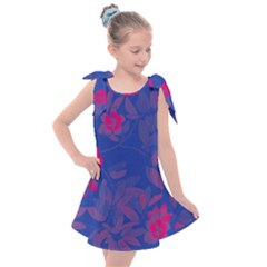 Bi Floral-pattern-background-1308 Kids  Tie Up Tunic Dress by VernenInk