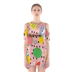 Cats And Fruits  Shoulder Cutout One Piece Dress by Sobalvarro