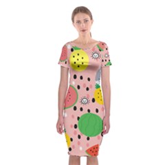 Cats And Fruits  Classic Short Sleeve Midi Dress by Sobalvarro