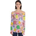 Cats and fruits  Off Shoulder Long Sleeve Top View1