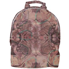 Tea Rose Pink And Brown Abstract Art Color Mini Full Print Backpack by SpinnyChairDesigns