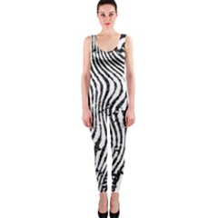 Zebra Print Stripes One Piece Catsuit by SpinnyChairDesigns