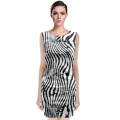 Zebra Print Stripes Classic Sleeveless Midi Dress by SpinnyChairDesigns