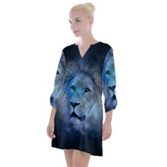 Astrology Zodiac Lion Open Neck Shift Dress by Mariart