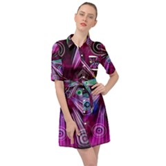 Fractal Circles Abstract Belted Shirt Dress by HermanTelo