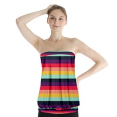 Contrast Rainbow Stripes Strapless Top by tmsartbazaar