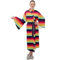 Contrast Rainbow Stripes Maxi Velour Kimono by tmsartbazaar