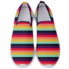 Contrast Rainbow Stripes Men s Slip On Sneakers by tmsartbazaar