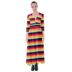 Contrast Rainbow Stripes Button Up Maxi Dress by tmsartbazaar