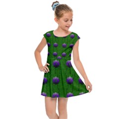 Power To The Big Flowers Festive Kids  Cap Sleeve Dress by pepitasart