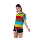 Multicolor With Black Lines Asymmetrical Short Sleeve Sports Tee View2