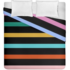 Colorful Mime Black Stripes Duvet Cover Double Side (king Size) by tmsartbazaar