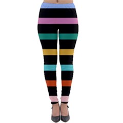 Colorful Mime Black Stripes Lightweight Velour Leggings by tmsartbazaar