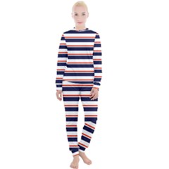 Red With Blue Stripes Women s Lounge Set by tmsartbazaar