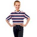 Red With Blue Stripes Kids Mock Neck Tee View1