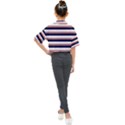 Red With Blue Stripes Kids Mock Neck Tee View2