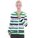 Green With Blue Stripes Casual Zip Up Jacket View1