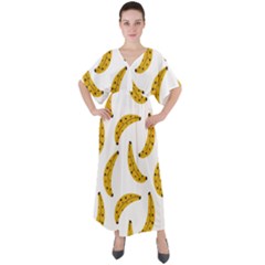 Banana Fruit Yellow Summer V-neck Boho Style Maxi Dress by Mariart