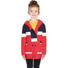 Navy Blue With Red Kids  Double Breasted Button Coat by tmsartbazaar