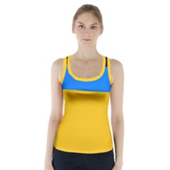 Bright Yellow With Blue Racer Back Sports Top by tmsartbazaar