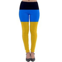 Bright Yellow With Blue Lightweight Velour Leggings by tmsartbazaar