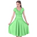 Mint Green Color Cap Sleeve Wrap Front Dress View1