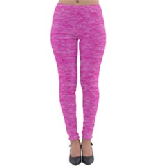 Neon Pink Color Texture Lightweight Velour Leggings by SpinnyChairDesigns