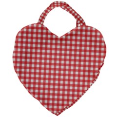 Red White Gingham Plaid Giant Heart Shaped Tote by SpinnyChairDesigns