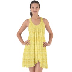 Boho Saffron Yellow Color Show Some Back Chiffon Dress by SpinnyChairDesigns