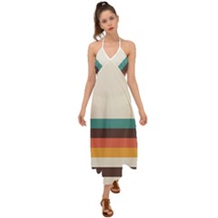 Classic Retro Stripes Halter Tie Back Dress  by tmsartbazaar