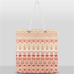 Boho Red Gold Full Print Rope Handle Tote (large) by SpinnyChairDesigns