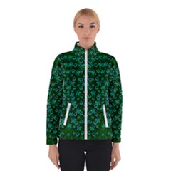 Leaf Forest And Blue Flowers In Peace Winter Jacket by pepitasart