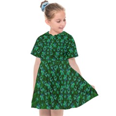 Leaf Forest And Blue Flowers In Peace Kids  Sailor Dress by pepitasart