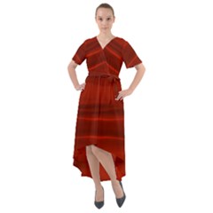 Scarlet Red Ombre Front Wrap High Low Dress by SpinnyChairDesigns