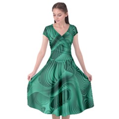 Biscay Green Swirls Cap Sleeve Wrap Front Dress by SpinnyChairDesigns