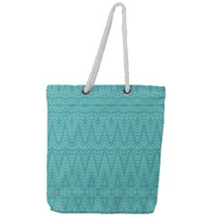 Boho Teal Pattern Full Print Rope Handle Tote (large) by SpinnyChairDesigns