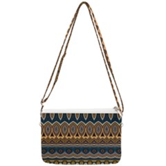 Boho Brown Blue Double Gusset Crossbody Bag by SpinnyChairDesigns