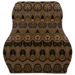 Boho Green Brown Pattern Car Seat Velour Cushion  by SpinnyChairDesigns