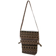 Boho Green Brown Pattern Folding Shoulder Bag by SpinnyChairDesigns