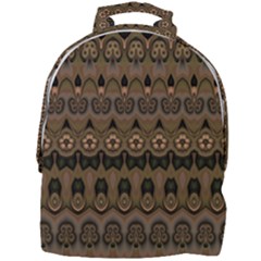 Boho Green Brown Pattern Mini Full Print Backpack by SpinnyChairDesigns