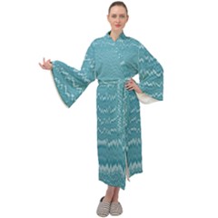 Boho Teal Stripes Maxi Velour Kimono by SpinnyChairDesigns