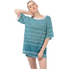 Boho Teal Stripes Oversized Chiffon Top by SpinnyChairDesigns