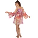 Boho Pastel Pink Floral Print Kimono Sleeves Boho Dress View2